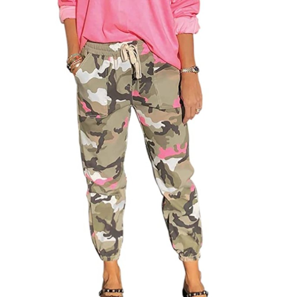 Women's Camouflage Joggers with Pink Highlights